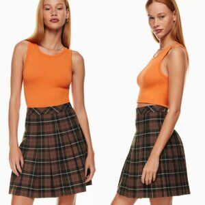 Aritzia Sunday Best Olive Knee Pleated Skirt in Brown 2